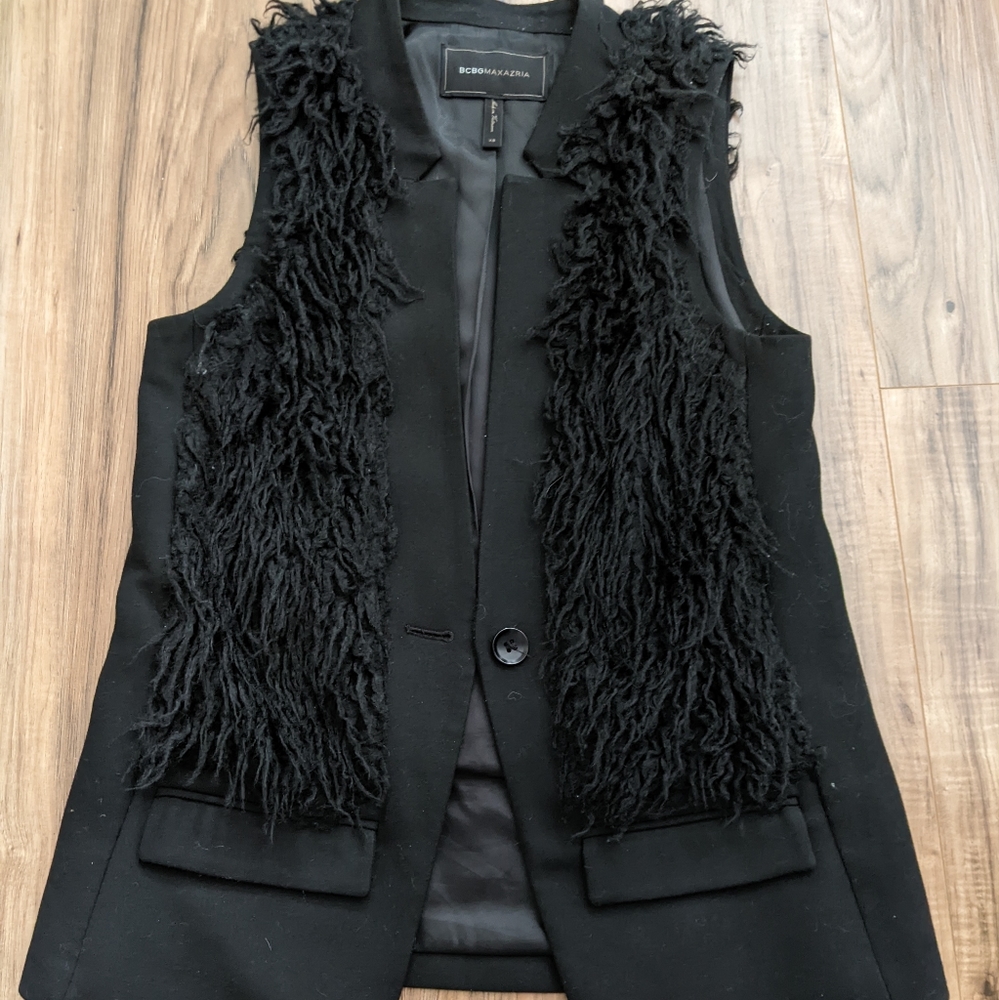 BCBG Faux Fur Suit Vest